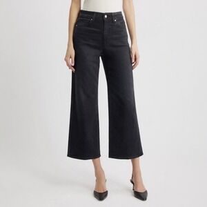 PAIGE Anessa High Rise Wide Leg Cropped‎ Jeans Astro Black W8405 Size 32
